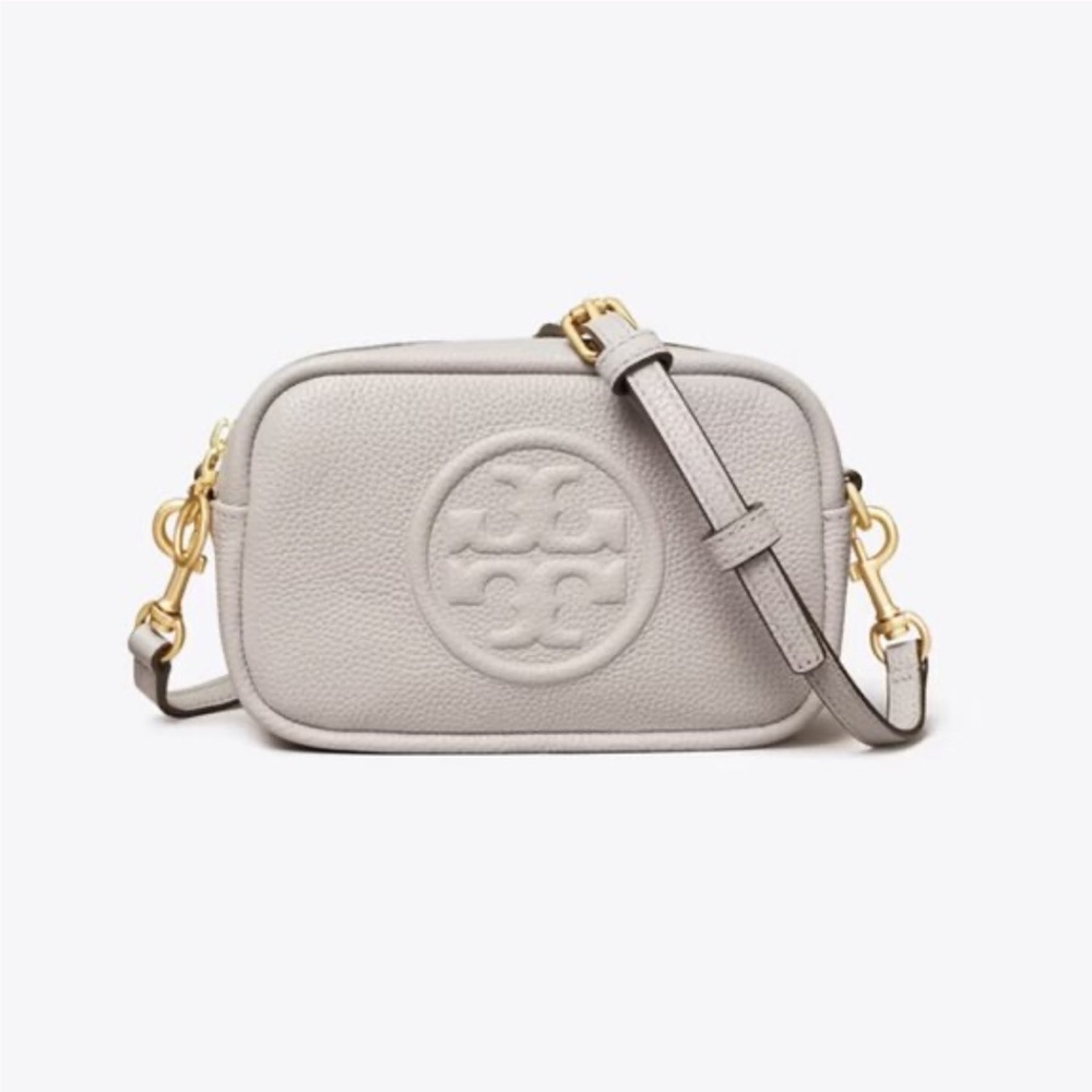 Tory Burch Gray Leather Crossbody Bag (Perry Bombe Mini Bag) - Picture 2 of 6